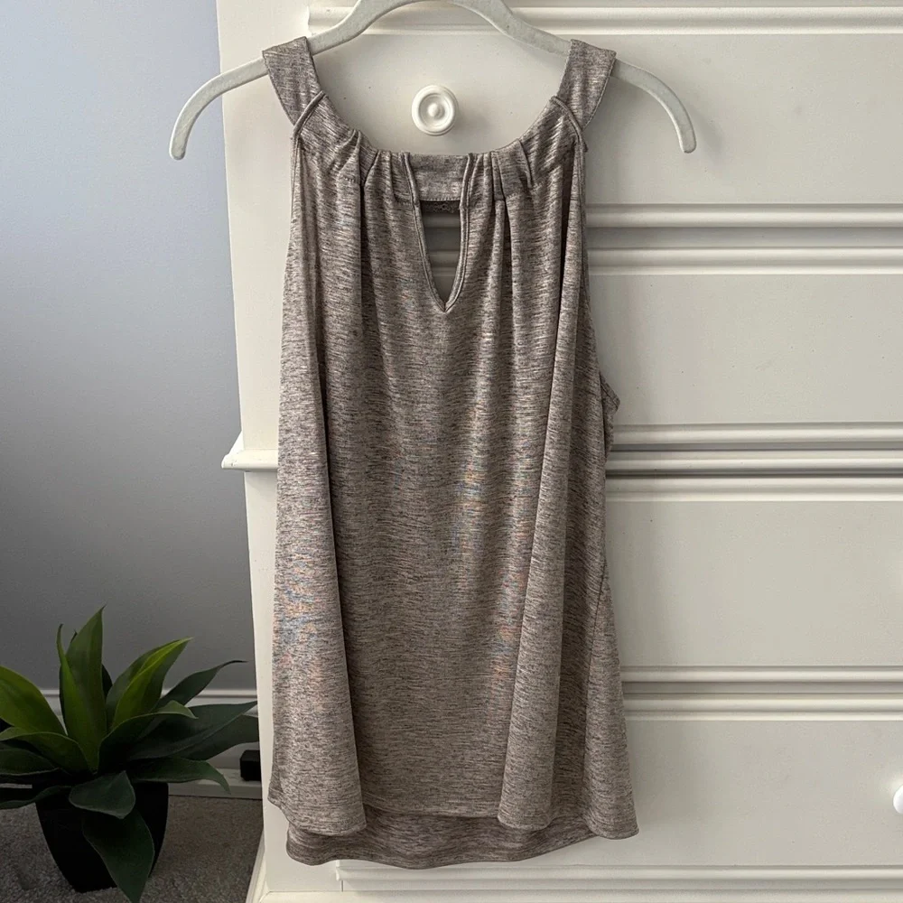 INC International Concepts Sleeveless Gold, Tan & Brown Heathered Women's Top